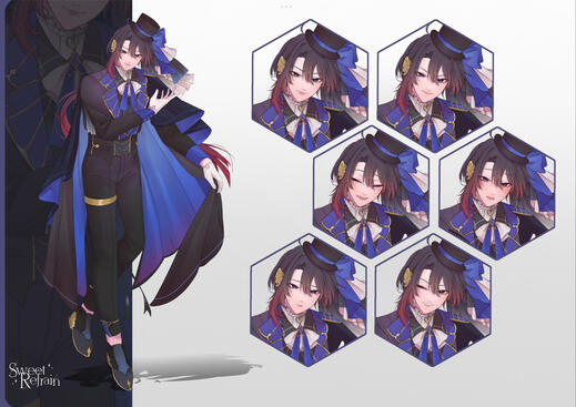 Kajiura Glenn (Sweet Refrain) Expression Sheet